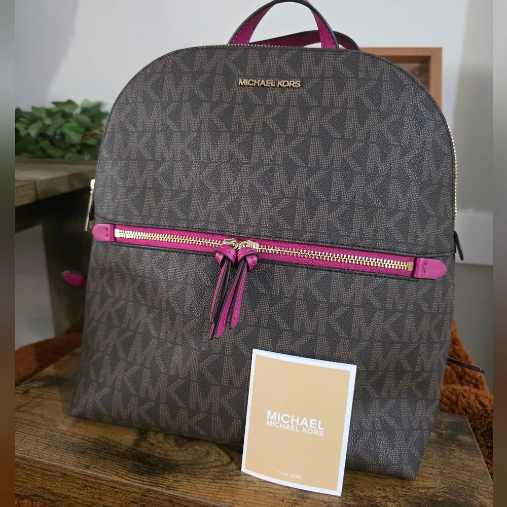 Michael Kors Dallas Medium Slim Backpack MK Signature - Picture 1 of 15